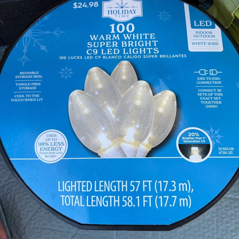 Holiday Time Warm White Super Bright C9 LED Lights